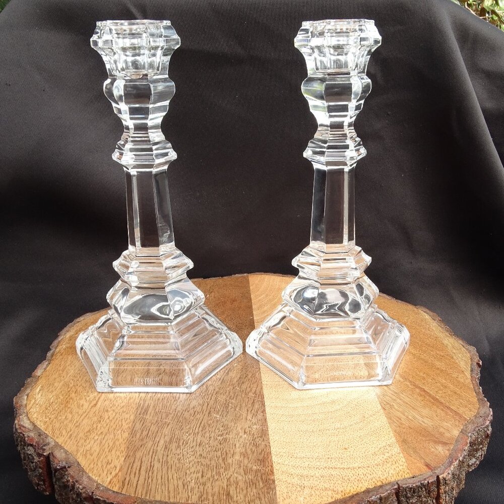 Tiffany & Co 8" Crystal CandleStick Holders Mint Pair